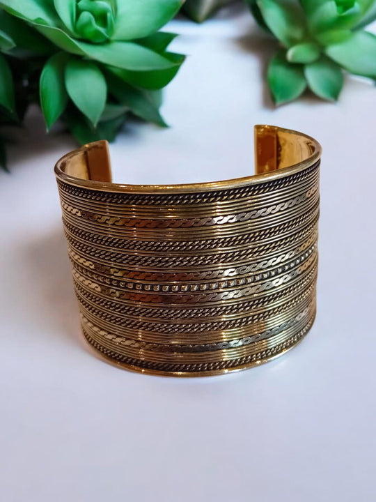 Bohotusk Layered Adjustable Cuff Brass Bangle Bracelet