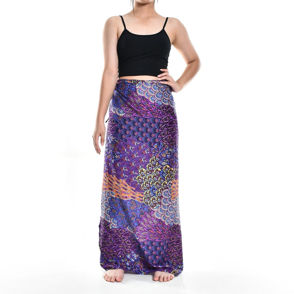 Bohotusk Purple Peacock Feather Print Sarong Super Soft 150cm x 110cm