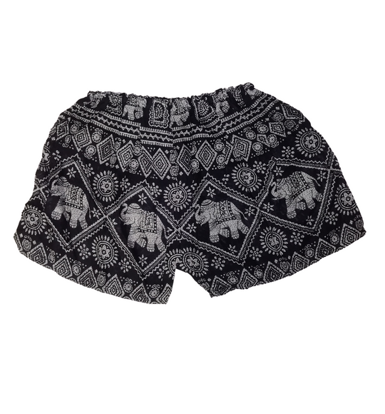 Bohotusk Black Elephant Nagu Print Harem Shorts