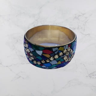 Bohotusk Rainbow Mosaic Brass Bangle Bracelet